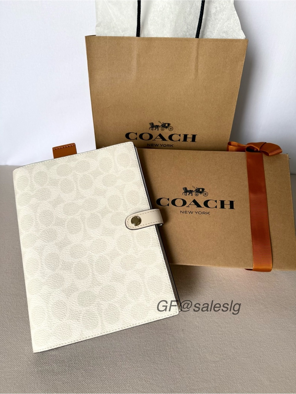 Coach notebook Gift Set Boxed Signature Chalk White/Gold Ready Gift Bundle